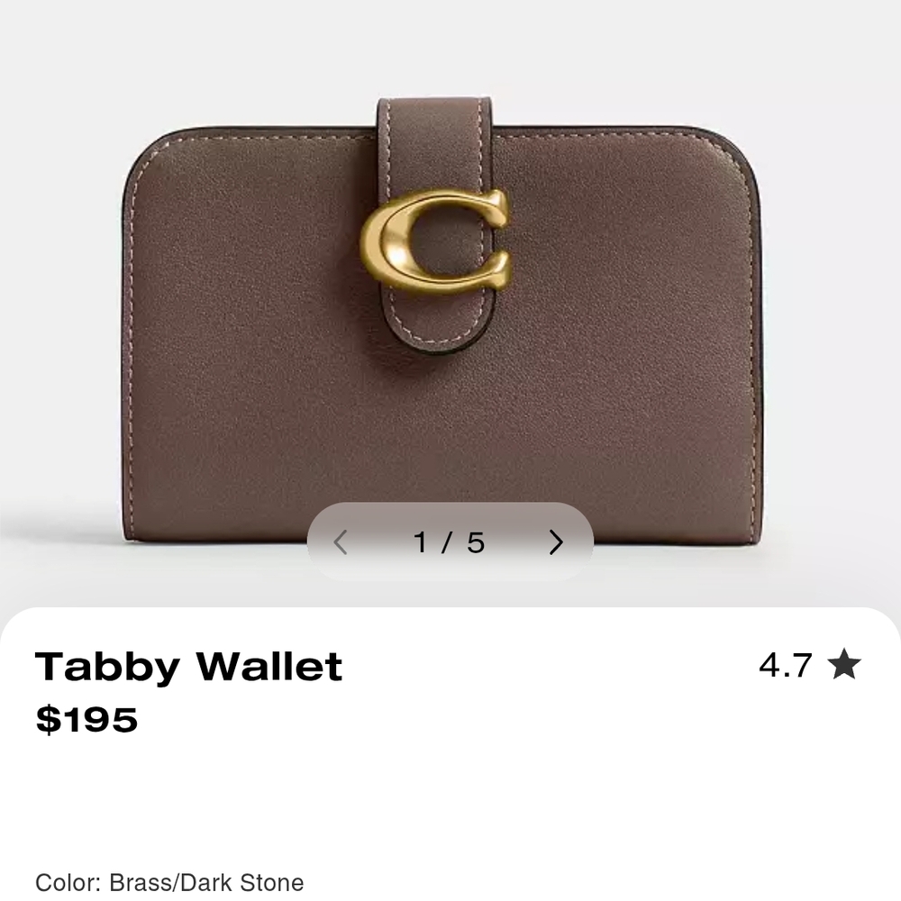 Coach Tan Leather Wallet with Gold Accent - Picture 5 of 6